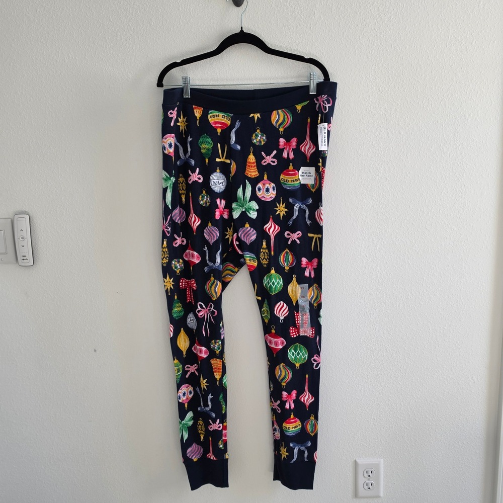 Old Navy Womens size 2X Christmas Ornament Waffle Knit Pajama Pants NWT